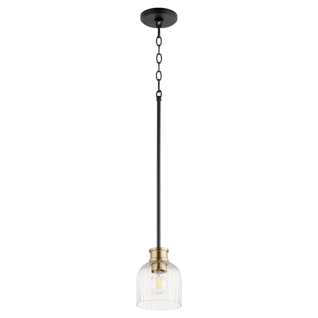 Quorum Monarch 310-6980 Pendant Light - Textured Black W/ Aged Brass