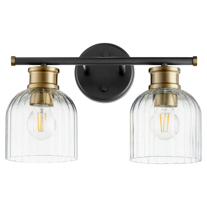 Quorum Monarch 510-2-6980 Bath Vanity Light 15 in. wide - Textured Black W/ Aged Brass