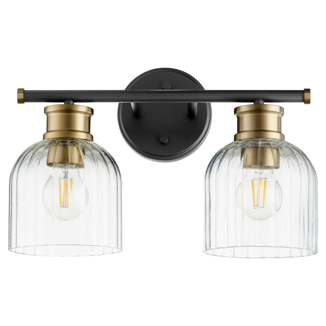 Quorum Monarch 510-2-6980 Bath Vanity Light 15 in. wide - Textured Black W/ Aged Brass