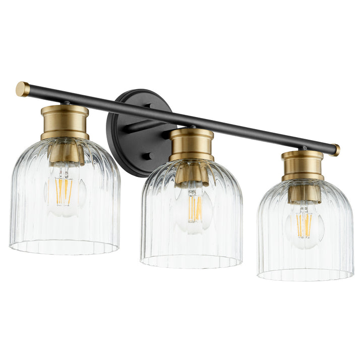 Quorum Monarch 510-3-6980 Bath Vanity Light 23 in. wide - Textured Black W/ Aged Brass