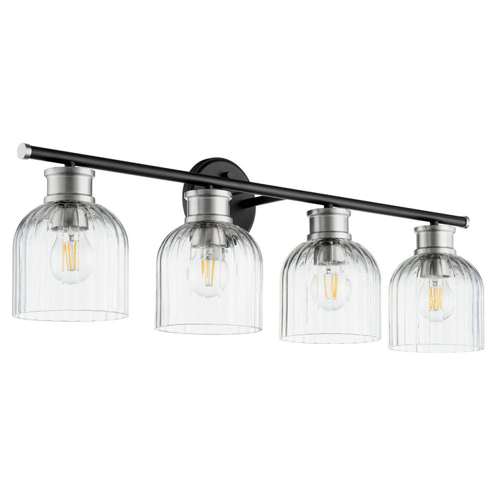 Quorum Monarch 510-4-6965 Bath Vanity Light 32 in. wide - Textured Black W/ Satin Nickel