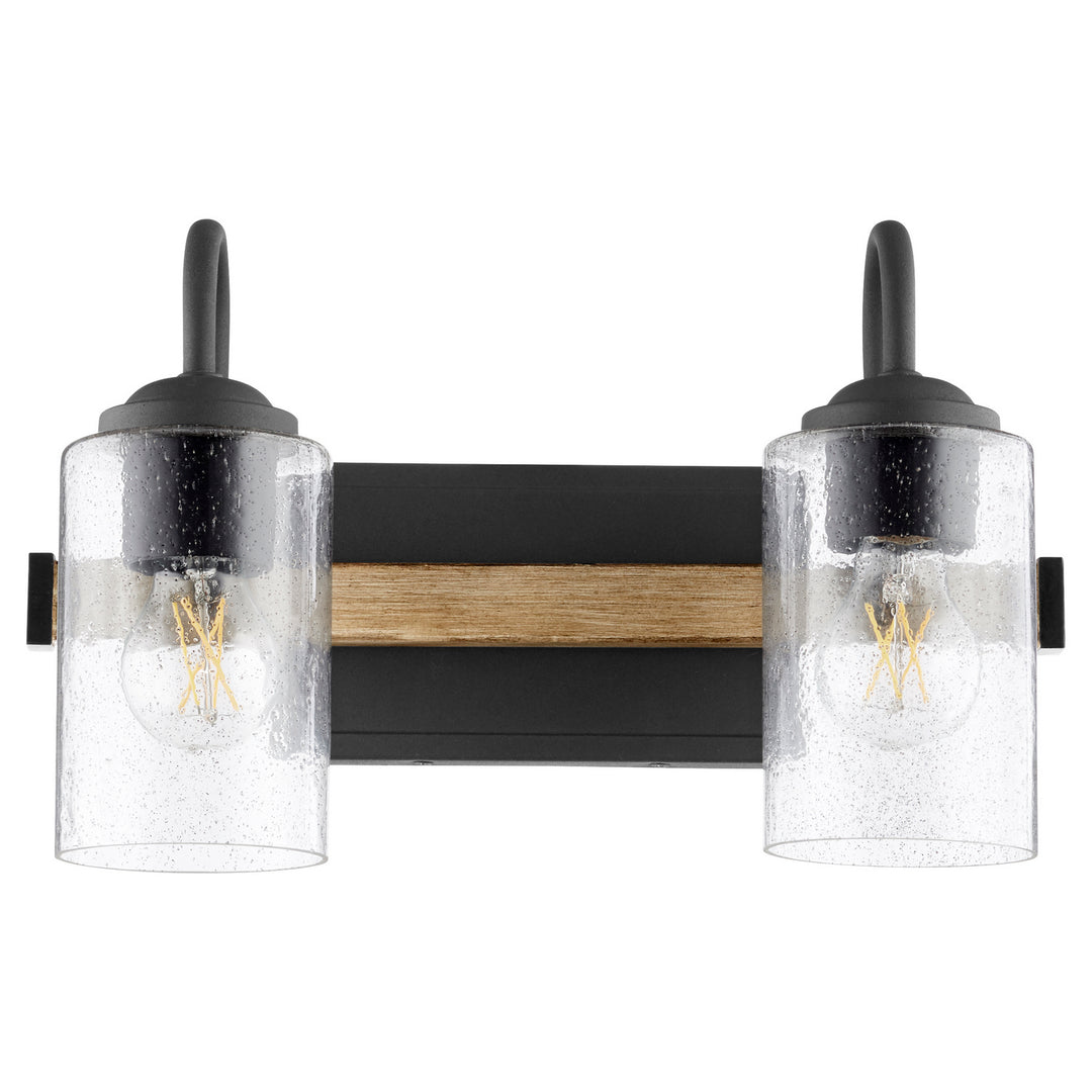Quorum 5140 Pepper Glass Series 5140-2-69 Bath Vanity Light 16 in. wide - Textured Black W/ Driftwood Finish