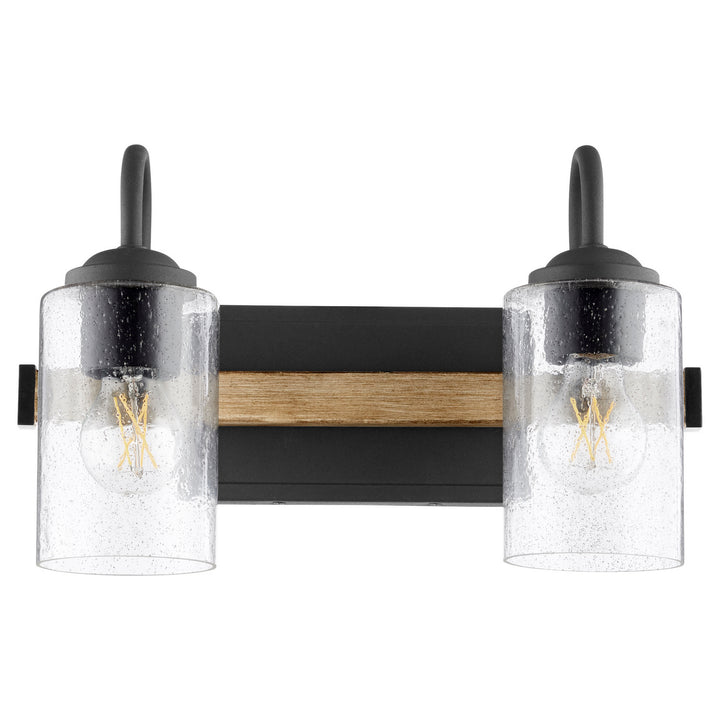 Quorum 5140 Pepper Glass Series 5140-2-69 Bath Vanity Light 16 in. wide - Textured Black W/ Driftwood Finish