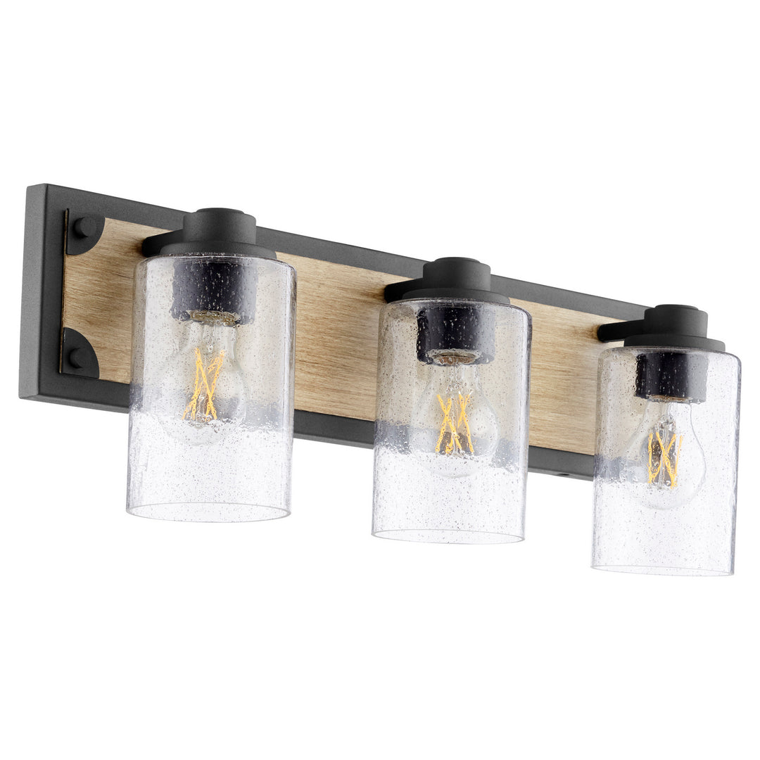 Quorum 5143 Corner Detail Brackets 5143-3-69 Bath Vanity Light 23 in. wide - Textured Black W/ Driftwood Finish
