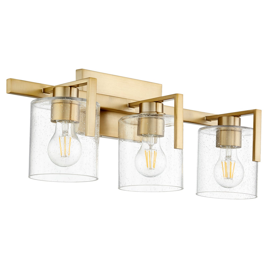 Quorum 5190 Series 5190-3-80 Bath Vanity Light 22 in. wide - Aged Brass, Dark Oak/Rosewood/