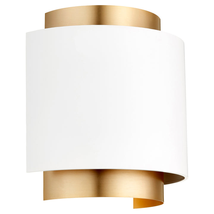 Quorum 5610 Half Drum Sconce 5610-0880 Wall Sconce Light - Studio White W/ Aged Brass