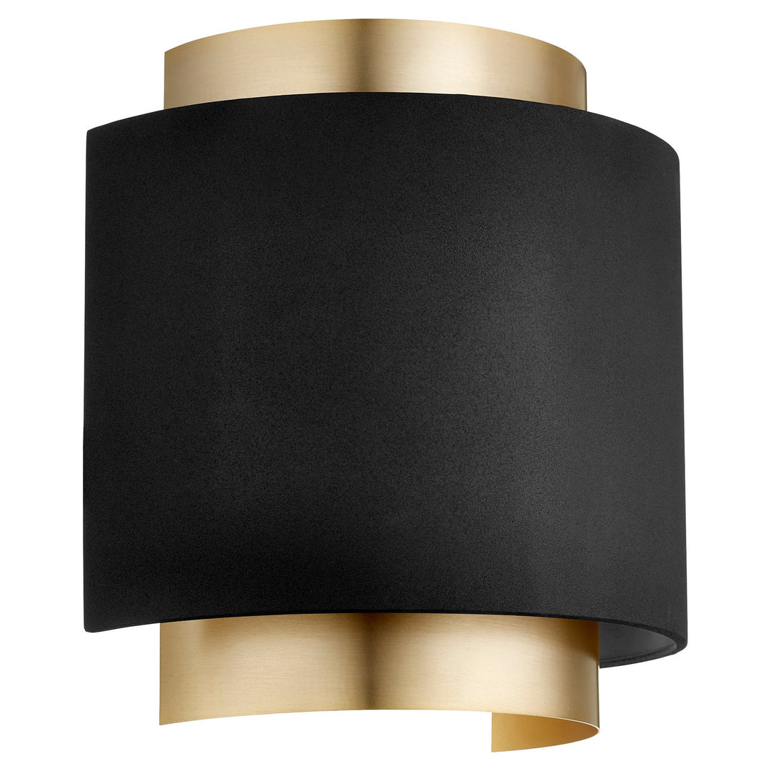 Quorum 5610 Half Drum Sconce 5610-6980 Wall Sconce Light - Textured Black W/ Aged Brass