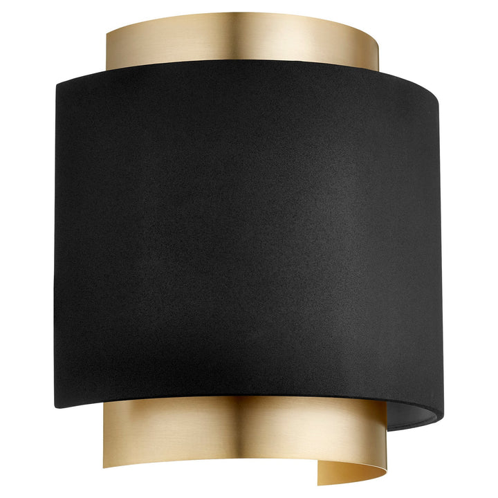 Quorum 5610 Half Drum Sconce 5610-6980 Wall Sconce Light - Textured Black W/ Aged Brass