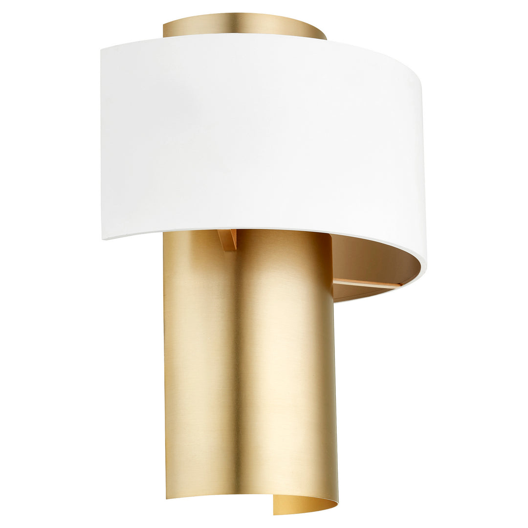 Quorum 5611 Half Drum Sconce 5611-0880 Wall Sconce Light - Studio White W/ Aged Brass
