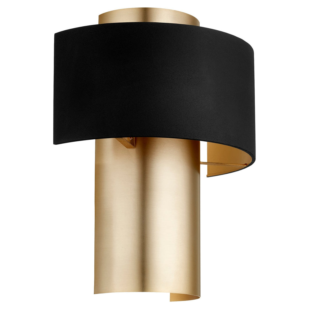 Quorum 5611 Half Drum Sconce 5611-6980 Wall Sconce Light - Textured Black W/ Aged Brass