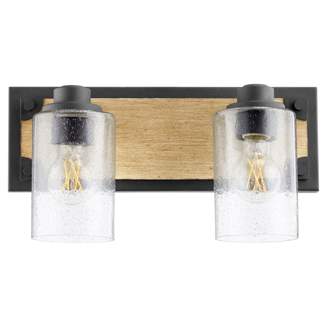 Quorum 5143 Corner Detail Brackets 5143-2-69 Bath Vanity Light 15 in. wide - Textured Black W/ Driftwood Finish