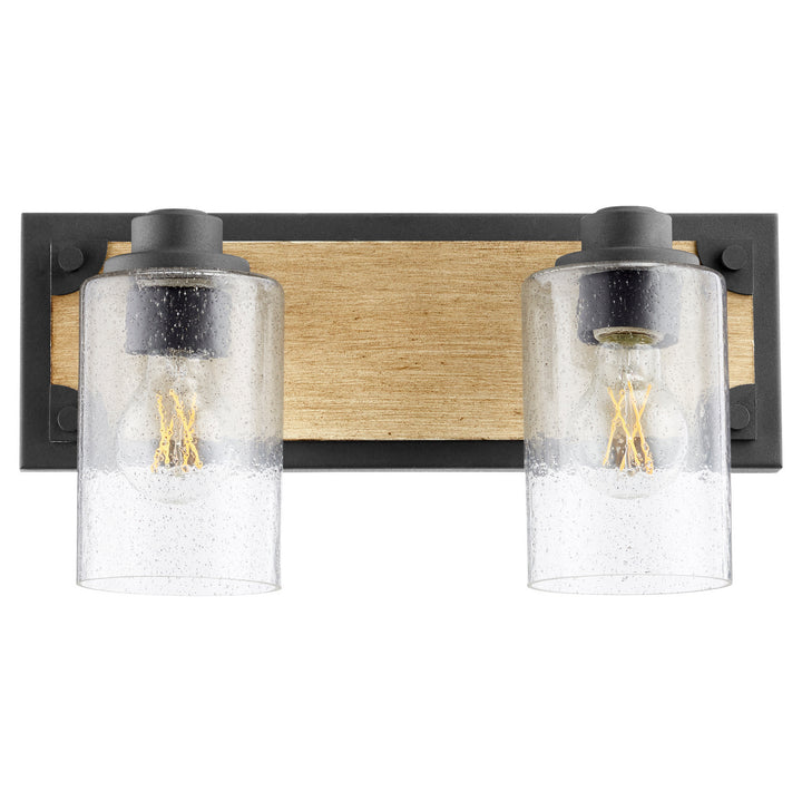 Quorum 5143 Corner Detail Brackets 5143-2-69 Bath Vanity Light 15 in. wide - Textured Black W/ Driftwood Finish