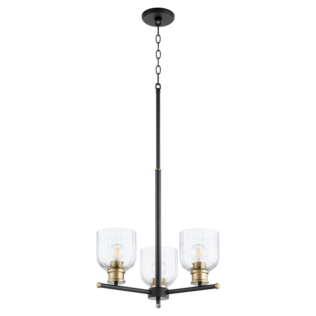 Quorum Monarch 610-3-6980 Chandelier Light - Textured Black W/ Aged Brass
