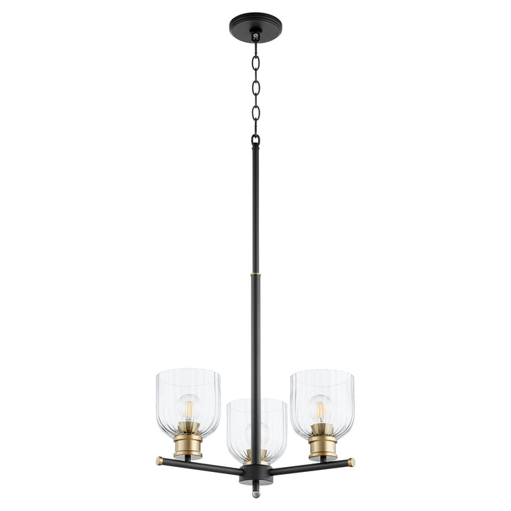 Quorum Monarch 610-3-6980 Chandelier Light - Textured Black W/ Aged Brass