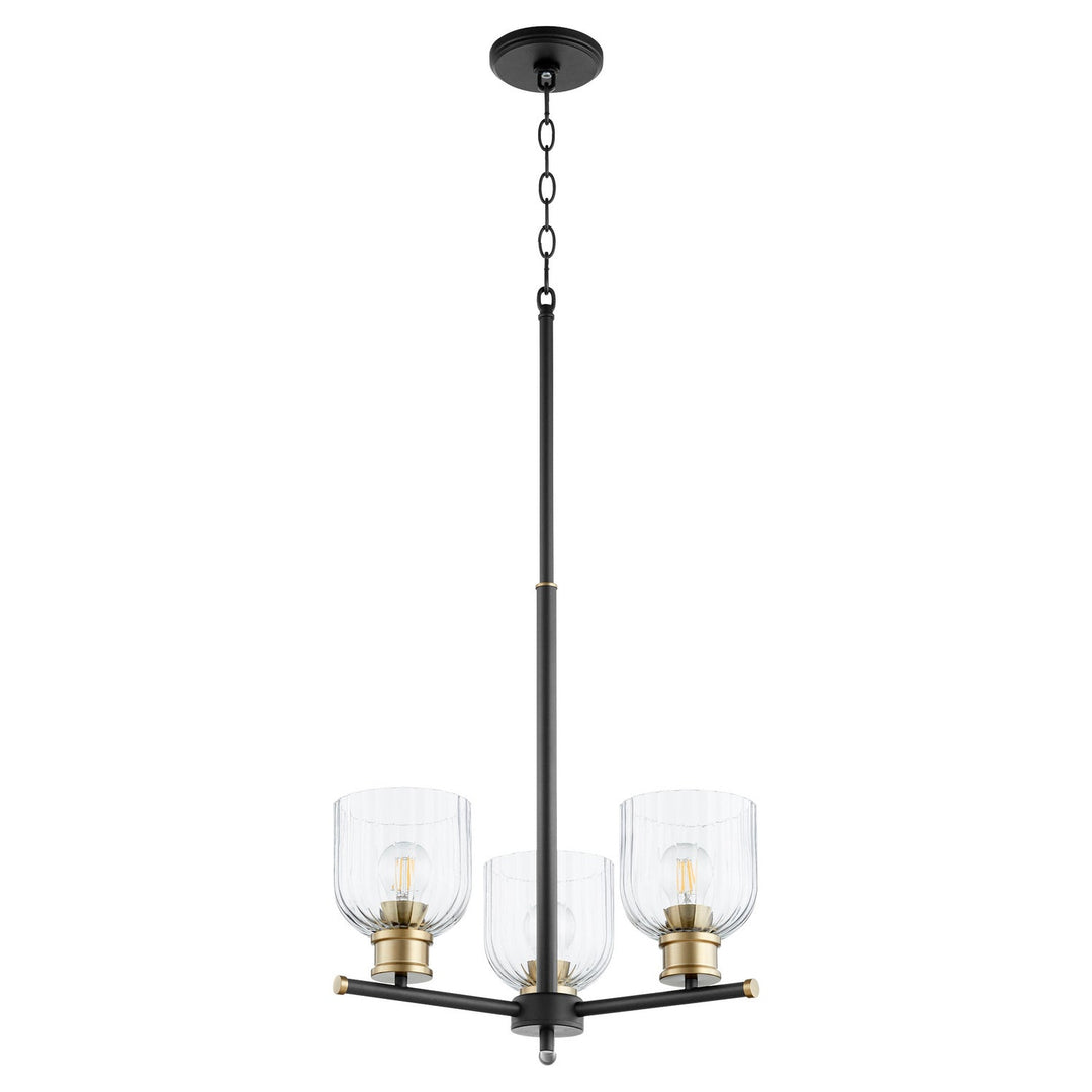 Quorum Monarch 610-3-6980 Chandelier Light - Textured Black W/ Aged Brass