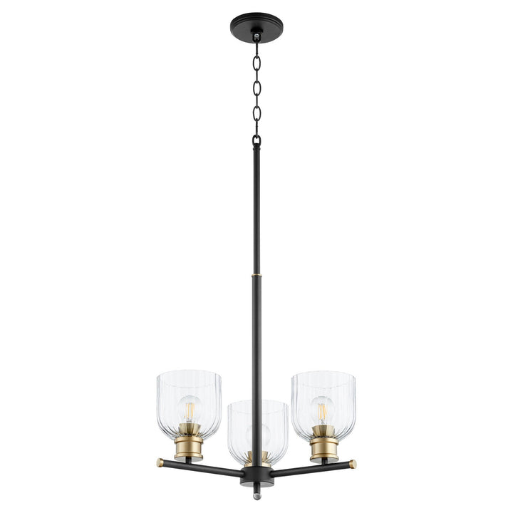 Quorum Monarch 610-3-6980 Chandelier Light - Textured Black W/ Aged Brass