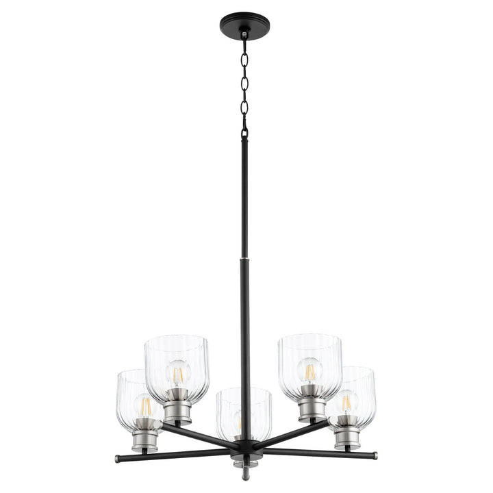 Quorum Monarch 610-5-6965 Chandelier Light - Textured Black W/ Satin Nickel