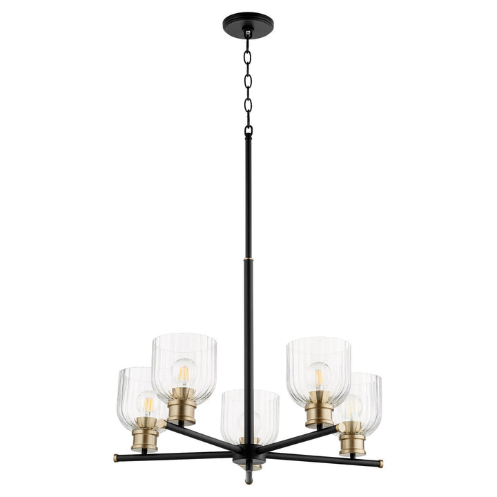 Quorum Monarch 610-5-6980 Chandelier Light - Textured Black W/ Aged Brass