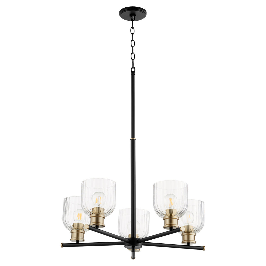 Quorum Monarch 610-5-6980 Chandelier Light - Textured Black W/ Aged Brass