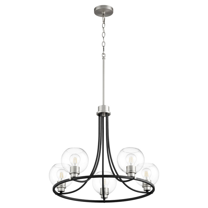 Quorum Clarion 672-5-6965 Chandelier Light - Textured Black W/ Satin Nickel