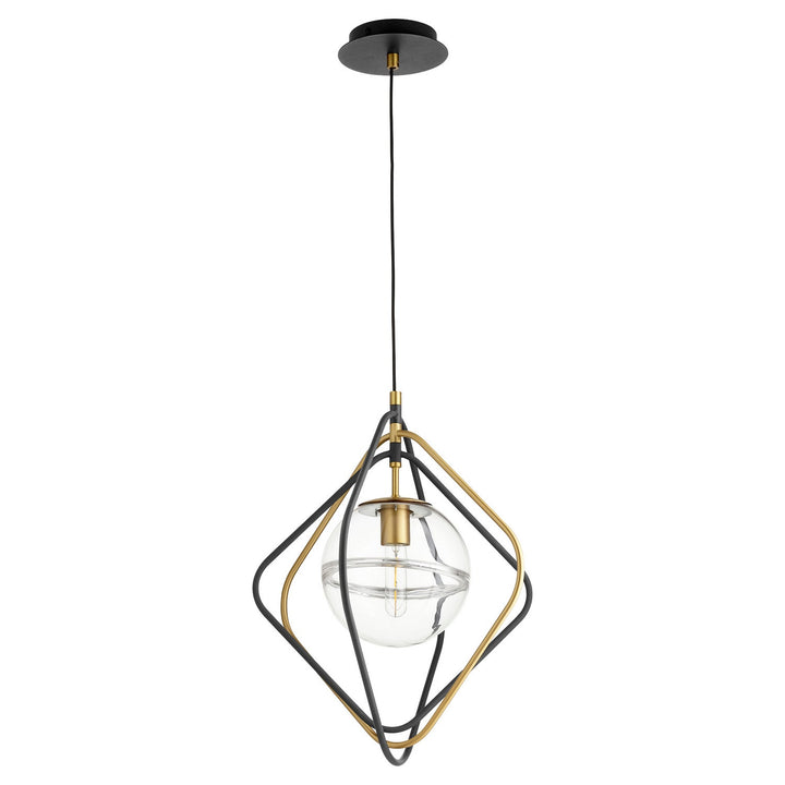 Quorum Gimble Pendants 6802-6980 Pendant Light - Textured Black W/ Aged Brass