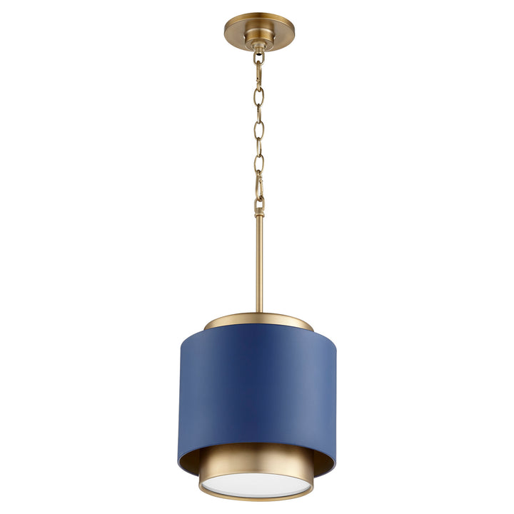 Quorum Drum Pendants 8010-3280 Pendant Light - Aged Brass W/ Blue