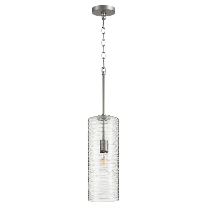 Quorum  8191-65 Pendant Light - Satin Nickel W/ Textured Glass