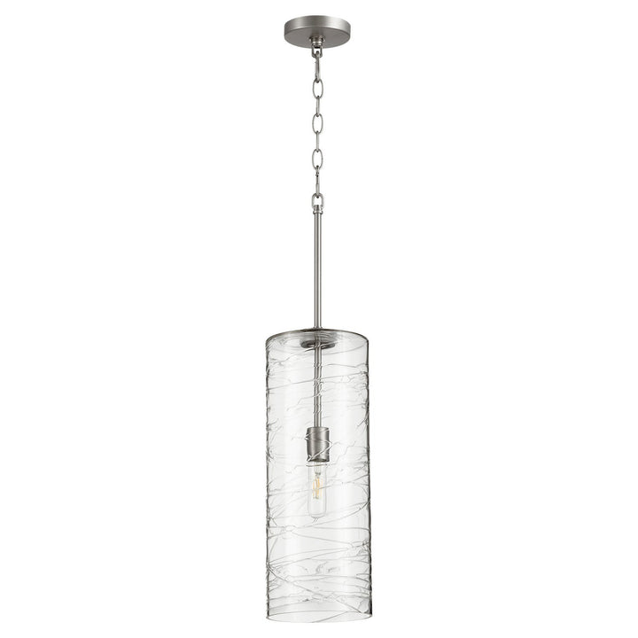Quorum  8192-65 Pendant Light - Satin Nickel W/ Textured Glass