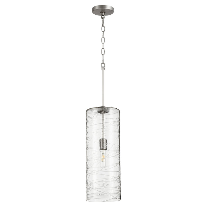 Quorum  8192-65 Pendant Light - Satin Nickel W/ Textured Glass