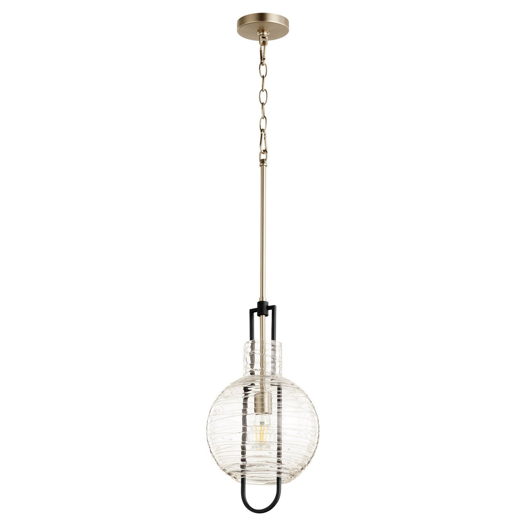Quorum Textured Glass Pendants 89-10-6965 Pendant Light - Textured Black W/ Satin Nickel