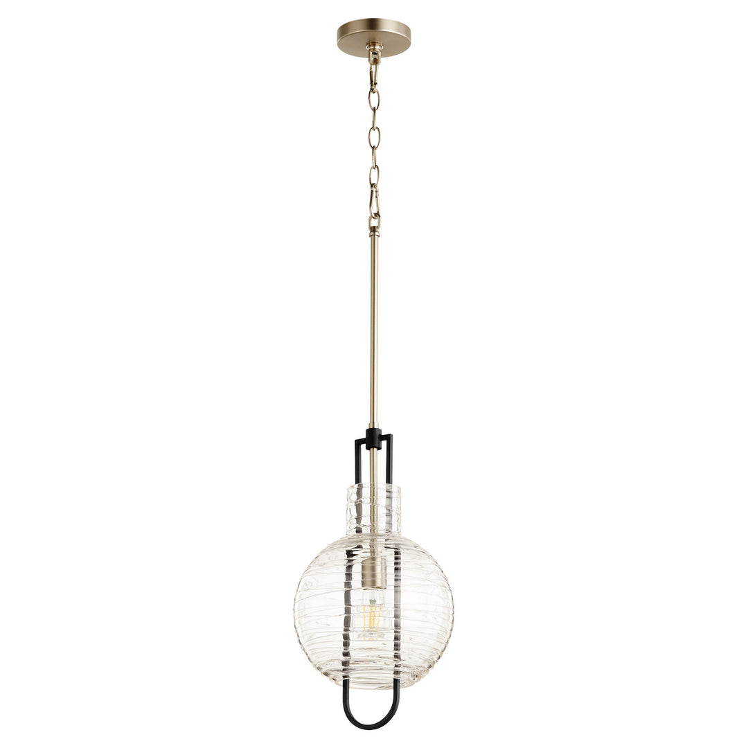 Quorum Textured Glass Pendants 89-10-6965 Pendant Light - Textured Black W/ Satin Nickel