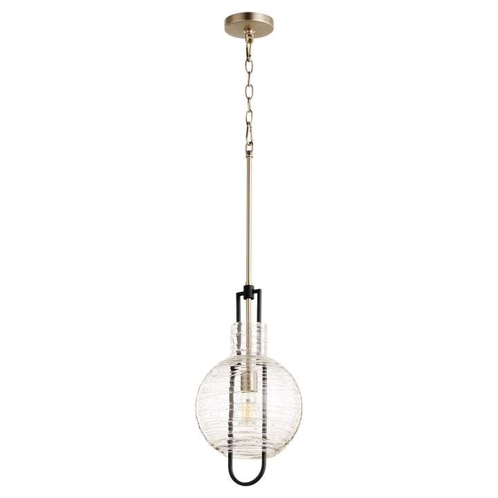 Quorum Textured Glass Pendants 89-10-6965 Pendant Light - Textured Black W/ Satin Nickel