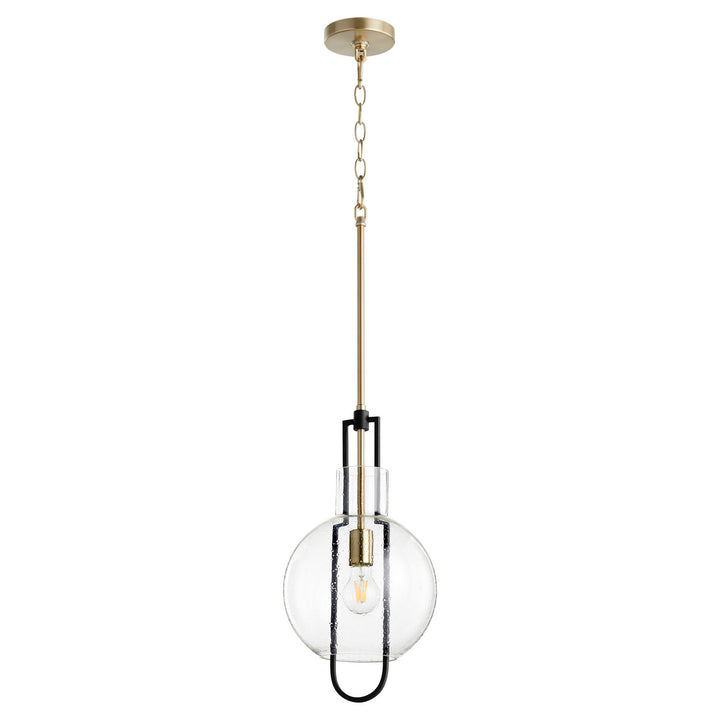 Quorum Textured Glass Pendants 89-10-6980 Pendant Light - Textured Black W/ Aged Brass