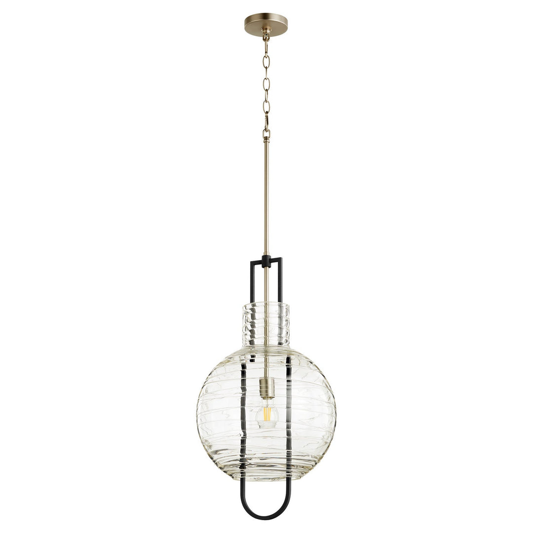 Quorum Textured Glass Pendants 89-14-6965 Pendant Light - Textured Black W/ Satin Nickel