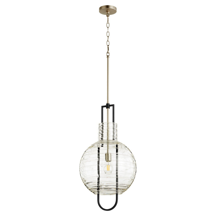 Quorum Textured Glass Pendants 89-14-6965 Pendant Light - Textured Black W/ Satin Nickel