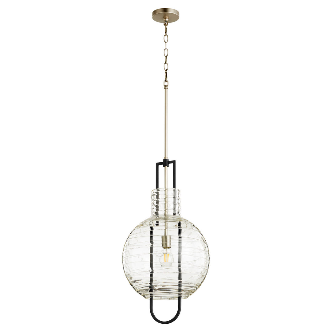 Quorum Textured Glass Pendants 89-14-6965 Pendant Light - Textured Black W/ Satin Nickel