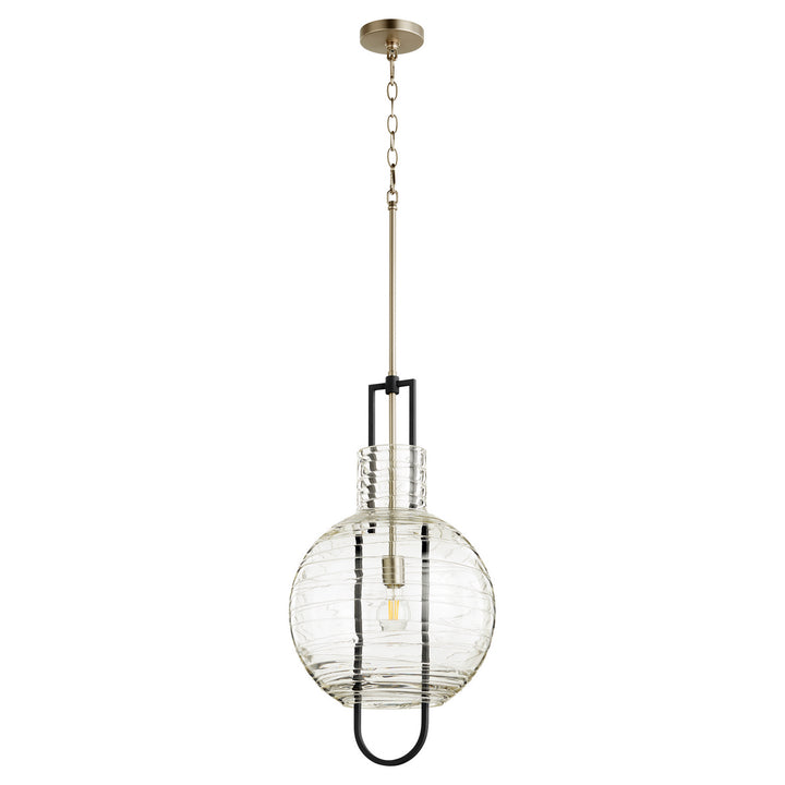 Quorum Textured Glass Pendants 89-14-6965 Pendant Light - Textured Black W/ Satin Nickel