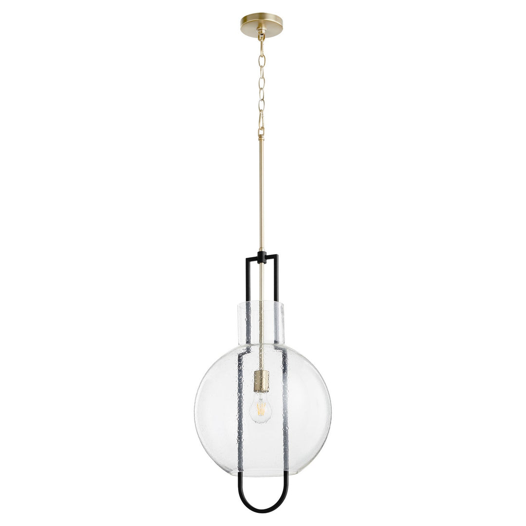 Quorum Textured Glass Pendants 89-14-6980 Pendant Light - Textured Black W/ Aged Brass