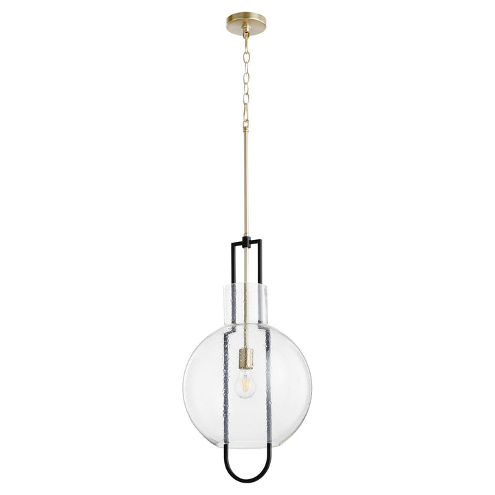 Quorum Textured Glass Pendants 89-14-6980 Pendant Light - Textured Black W/ Aged Brass