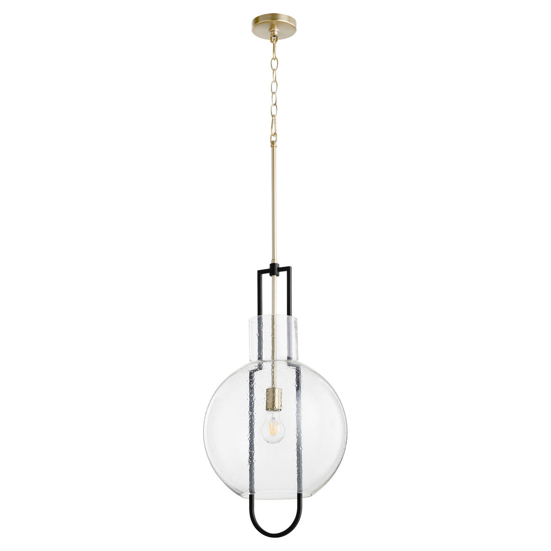 Quorum Textured Glass Pendants 89-14-6980 Pendant Light - Textured Black W/ Aged Brass