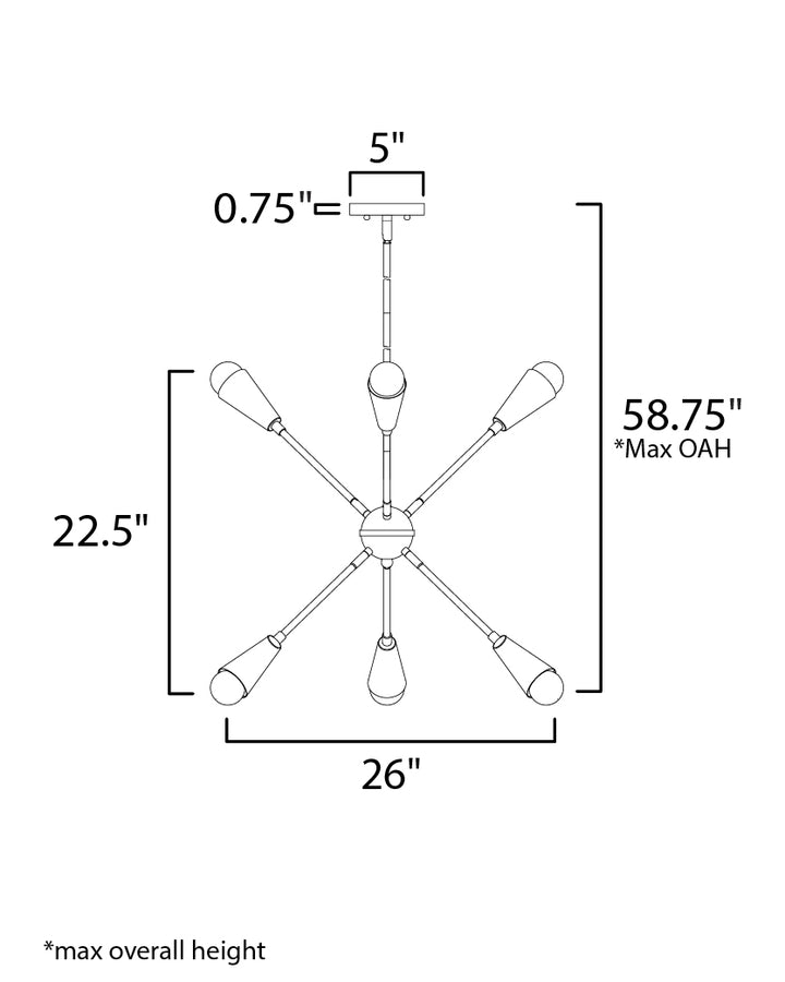 Maxim Lovell 11266BKSBR Chandelier Light - Black / Satin Brass