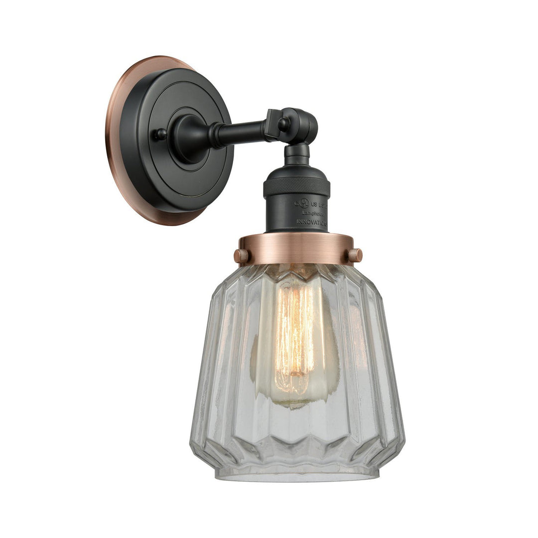 Innovations Franklin Restoration 203BK-BPAC-HRAC-G142 Wall Sconce Light - Matte Black