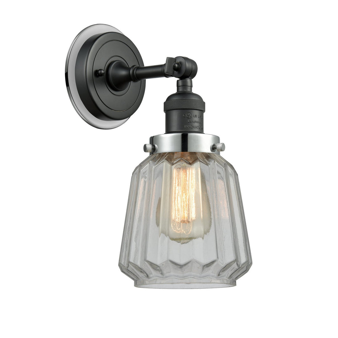 Innovations Franklin Restoration 203BK-BPPC-HRPC-G142 Wall Sconce Light - Matte Black
