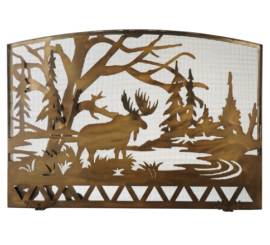 Meyda Tiffany Lighting 113045 Moose Creek Fireplace Screen Home Decor Copper/Antique/Verde