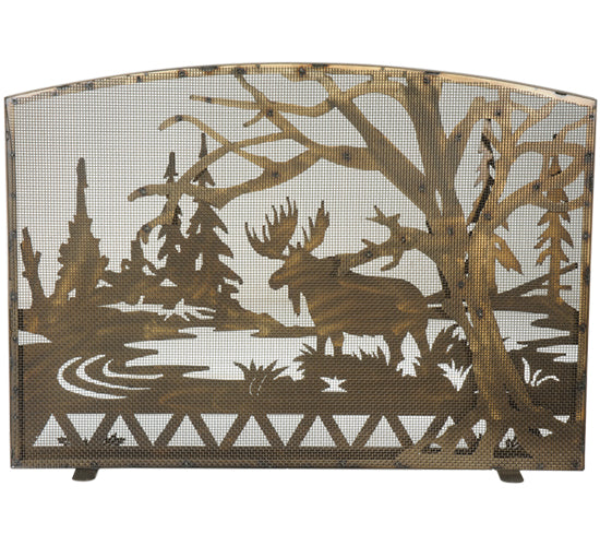 Meyda Tiffany Lighting 113069 Moose Creek Fireplace Screen Home Decor Copper/Antique/Verde