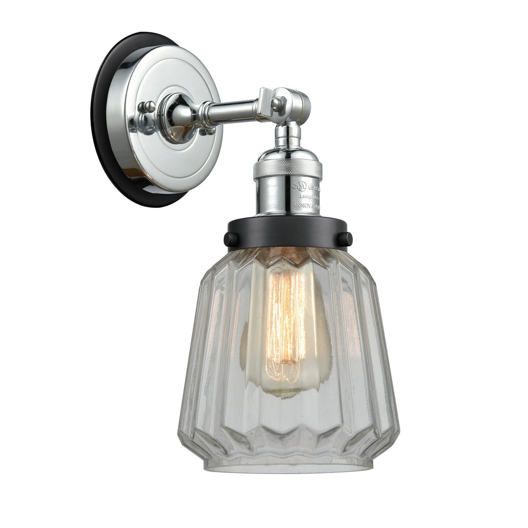 Innovations Franklin Restoration 203PC-BPBK-HRBK-G142 Wall Sconce Light - Polished Chrome