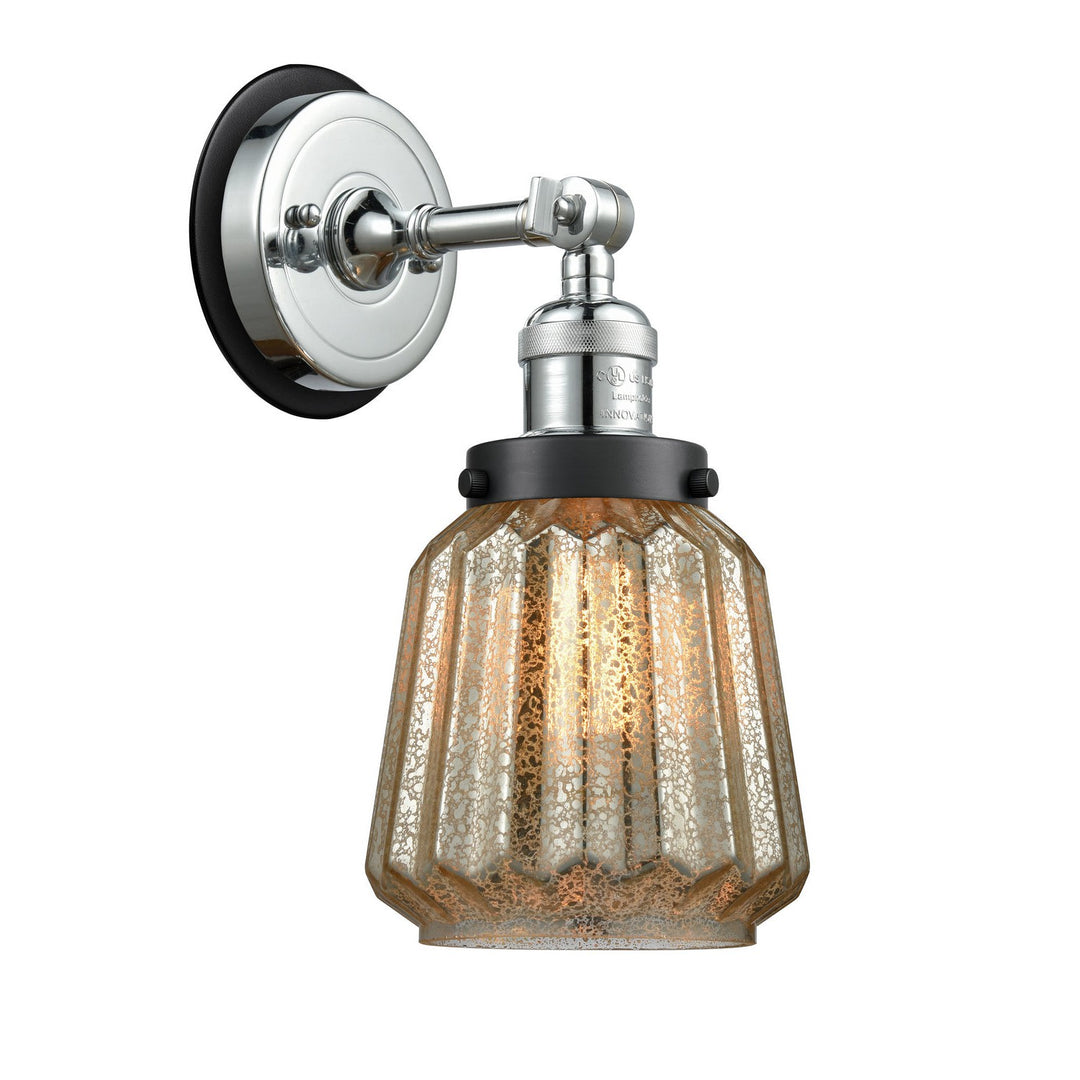 Innovations Franklin Restoration 203PC-BPBK-HRBK-G146 Wall Sconce Light - Polished Chrome