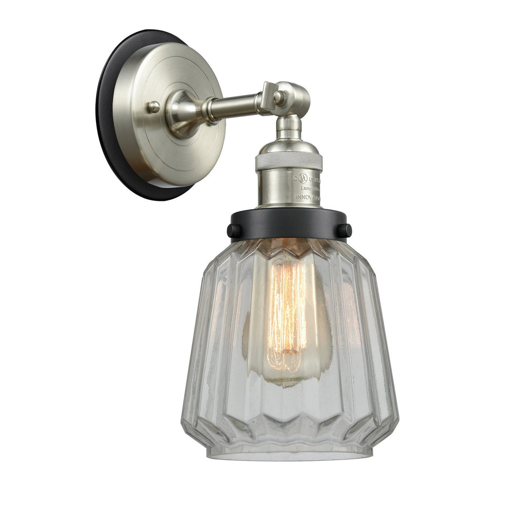 Innovations Franklin Restoration 203SN-BPBK-HRBK-G142 Wall Sconce Light - Brushed Satin Nickel