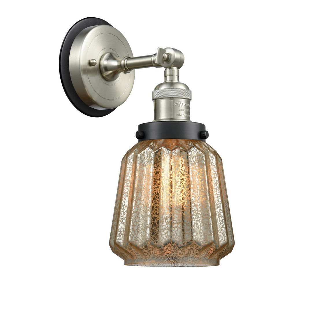 Innovations Franklin Restoration 203SN-BPBK-HRBK-G146 Wall Sconce Light - Brushed Satin Nickel