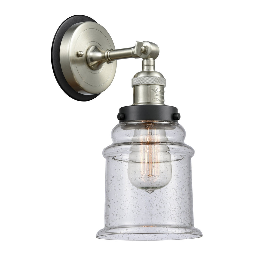 Innovations Franklin Restoration 203SN-BPBK-HRBK-G184 Wall Sconce Light - Brushed Satin Nickel